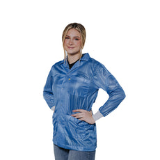 Transforming Technologies ESD Jacket, 3/4ths Length, Lapel Collar, Knit Cuff, 4X-Large, Light Blue - JKC9028LB