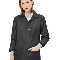 Transforming Technologies ESD Jacket, 3/4ths Length, Lapel Collar, Knit Cuff, 3X-Large, Black - JKC9027BK