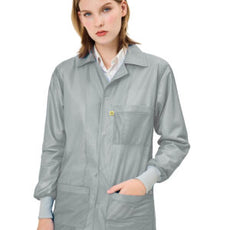 Transforming Technologies ESD Jacket, 3/4ths Length, Lapel Collar, Knit Cuff, X-Large, Gray  - JKC9025GY