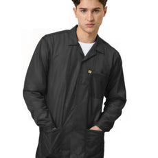 Transforming Technologies ESD Jacket, 3/4ths Length, Lapel Collar, Snap Cuff, X-Large, Black  - JKC9025SPBK