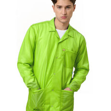 Transforming Technologies ESD Jacket, 3/4ths Length, Lapel Collar, Snap Cuff, X-Small, Green/Yellow - JKC9021SPGN