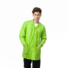 Transforming Technologies ESD Jacket, 3/4ths Length, Lapel Collar, Snap Cuff, Medium, Green/Yellow - JKC9023SPGN
