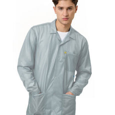Transforming Technologies ESD Jacket, 3/4ths Length, Lapel Collar, Snap Cuff, Small, Gray - JKC9022SPGY
