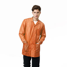 Transforming Technologies ESD Jacket, 3/4ths Length, Lapel Collar, Snap Cuff, Small, Orange - JKC9022SPOR