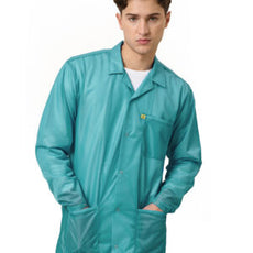 Transforming Technologies ESD Jacket, 3/4ths Length, Lapel Collar, Snap Cuff, X-Large, Teal  - JKC9025SPTL