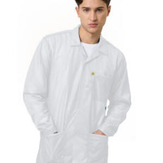 Transforming Technologies ESD Jacket, 3/4ths Length, Lapel Collar, Snap Cuff, Large, White - JKC9024SPWH