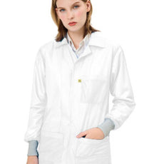 Transforming Technologies ESD Jacket, 3/4ths Length, Lapel Collar, Knit Cuff, X-Large, White  - JKC9025WH