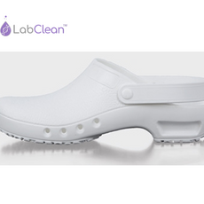 LabClean Cleanroom Shoes (clog style) Autoclavable and Antistatic (Thermoplastic Elastomer) White, Size L, (US-10-11.5)