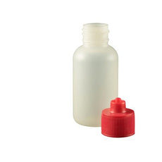 Jensen Global 1 oz. Bottle LDPE Boston Round w/ Red Luer Lock Cap - JG1.0BC-R