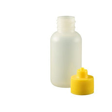 Jensen Global 1 oz. Bottle LDPE Boston Round w/ Yellow Luer Lock Cap - JG1.0BC-Y