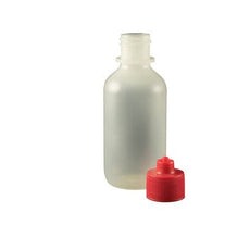 Jensen Global 2 oz. Bottle LDPE Boston Round w/ Red Luer Lock Cap - JG2.0BC-R