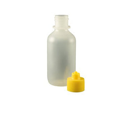 Jensen Global 2 oz. Bottle LDPE Boston Round w/ Yellow Luer Lock Cap - JG2.0BC-Y
