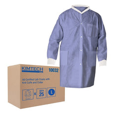 Kimberly Clark KT A8 Lab Coat,Blue,KnitCollar,LG,25 - 10032