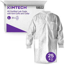 Kimberly Clark KT A8 Lab Coat,White,KnitCollar,LG,25 - 10022