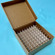 PulpFixin 81 Place CryoVial Rack, 2" for 1-2ml Tubes, w/ Hinged Lid, Printed, 10/Box - PFHR8102P