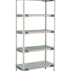 MetroMax i 5X337HX3 5-Shelf Plastic Industrial Shelving Starter Unit with Solid Bottom Shelf, 18" x 36" x 74"