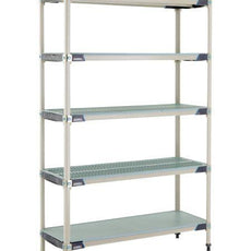 MetroMax i 5X357HX3 5-Shelf Plastic Industrial Shelving Starter Unit with Solid Bottom Shelf, 18" x 48" x 74"