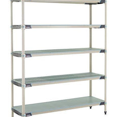 MetroMax i 5X367HX3 5-Shelf Plastic Industrial Shelving Starter Unit with Solid Bottom Shelf, 18" x 60" x 74"