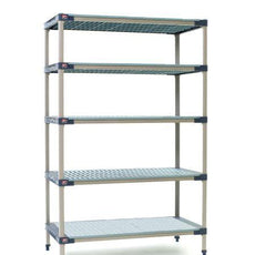 MetroMax 4 5X537H4 5-Shelf Plastic Industrial Shelving Starter Unit with Solid Bottom Shelf, 24" x 36" x 74"