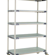 MetroMax i 5X557EGX3 5-Shelf Industrial Plastic Shelving Mobile Cart, Solid Bottom Shelf, 24" x 48" x 79.3125"