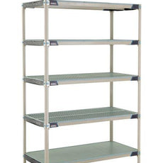 MetroMax i 5X557HX3 5-Shelf Plastic Industrial Shelving Starter Unit with Solid Bottom Shelf, 24" x 48" x 74"