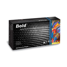 BOLD Nitrile Gloves Black, X-Large, Non Latex, Exam, Powder Free, Micro Textured, 100/box
