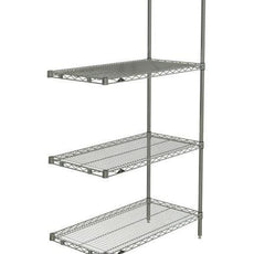 Metro AN336BR Super Erecta 4-Shelf Industrial Wire Shelving Add-On Unit, Brite, 18" x 36" x 63"