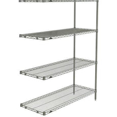 Metro AN356BR Super Erecta 4-Shelf Industrial Wire Shelving Add-On Unit, Brite, 18" x 48" x 63"