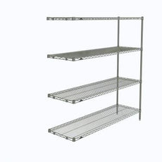 Metro AN366C Super Erecta 4-Shelf Industrial Wire Shelving Add-On Unit, Chrome, 18" x 60" x 63"