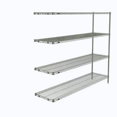 Metro AN376C Super Erecta 4-Shelf Industrial Wire Shelving Add-On Unit, Chrome, 18" x 72" x 63"