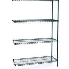 Metro AN416K3 Super Erecta 4-Shelf Industrial Wire Shelving Add-On Unit, Metroseal Green Epoxy, 21" x 24" x 63"