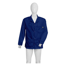 Tecstat L1 99% Poly, 1% Carbon Fiber Navy Blue ESD Smock, Waist Length, Lapel Collar, Snaps in Front, Knit Cuffs, 2XLG - ESM-M416_I2-T4