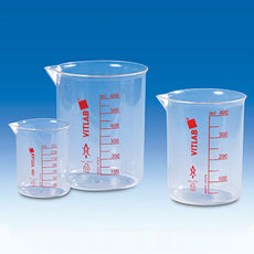 Brandtech Griffin Beaker, PMP,Red screened graduations,150mL,pack of 12 - V60903