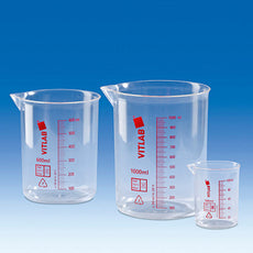 Brandtech Griffin Beaker, PMP,Red screened graduations,1000mL, pack 6 - V61403