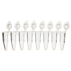 Brandtech PCR Tube Strips, Rigid. Strips of 8 w/ind att flat caps, clr, .2ml,q120 - P1200
