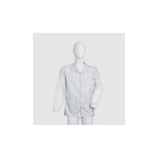 Cleanstat AD 98% Poly, 2% Carbon Fiber Navy Blue Cleanroom ESD Smock, Waist Length, Lapel Collar, Snaps in Front & Cuffs, 5XLG - ESM-M619