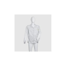 Cleanstat AD 98% Poly, 2% Carbon Fiber Navy Blue Cleanroom ESD Smock, Waist Length, Lapel Collar, Snaps in Front, Knit Cuffs, 2XLG - ESM-M616_I2-T4