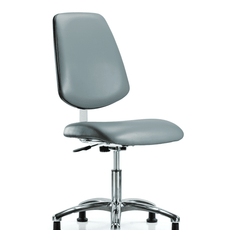 Class 10 Clean Room Vinyl Chair Chrome - Desk Height with Medium Back & Stationary Glides in Storm Supernova Vinyl - CLR-VDHCH-MB-CR-RG-8822