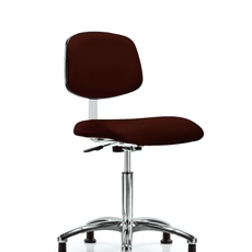 Class 10 Clean Room Vinyl Chair Chrome - Medium Bench Height with Stationary Glides in Burgundy Trailblazer Vinyl - CLR-VMBCH-CR-NF-RG-8569