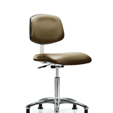 Class 10 Clean Room Vinyl Chair Chrome - Medium Bench Height with Stationary Glides in Taupe Supernova Vinyl - CLR-VMBCH-CR-NF-RG-8809