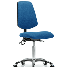 Fabric ESD Chair - Medium Bench Height with Medium Back & ESD Casters in ESD Blue Fabric - ESD-FMBCH-MB-CR-T0-A0-NF-EC-ESDBLU