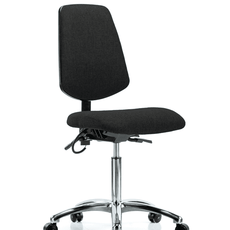 Fabric ESD Chair - Medium Bench Height with Medium Back, Seat Tilt, & ESD Casters in ESD Black Fabric - ESD-FMBCH-MB-CR-T1-A0-NF-EC-ESDBLK