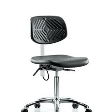 Polyurethane ESD Chair - Medium Bench Height with Seat Tilt & ESD Casters - ESD-PMBCH-CR-T1-A0-NF-EC