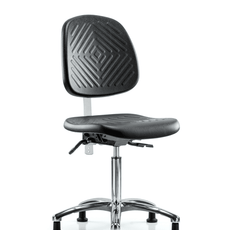 Class 100 Polyurethane Clean Room Chair - Medium Bench Height with Medium Back, Seat Tilt, & Stationary Glides in Black Polyurethane - NCR-PMBCH-MB-CR-T1-A0-NF-RG-BLK
