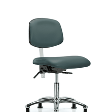 Class 100 Vinyl Clean Room Chair - Desk Height with Stationary Glides in Colonial Blue Trailblazer Vinyl - NCR-VDHCH-CR-T0-A0-RG-8546