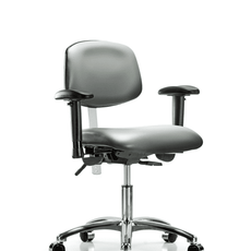 Class 100 Vinyl Clean Room Chair - Desk Height with Adjustable Arms & Casters in Sterling Supernova Vinyl - NCR-VDHCH-CR-T0-A1-CC-8840