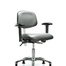 Class 100 Vinyl Clean Room Chair - Desk Height with Seat Tilt, Adjustable Arms, & Stationary Glides in Sterling Supernova Vinyl - NCR-VDHCH-CR-T1-A1-RG-8840