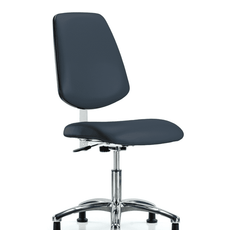 Class 100 Vinyl Clean Room Chair - Desk Height with Medium Back & Stationary Glides in Imperial Blue Trailblazer Vinyl - NCR-VDHCH-MB-CR-T0-A0-RG-8582