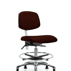 Class 100 Vinyl Clean Room Chair - Medium Bench Height with Chrome Foot Ring & Stationary Glides in Burgundy Trailblazer Vinyl - NCR-VMBCH-CR-T0-A0-CF-RG-8569