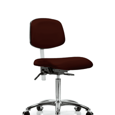 Class 100 Vinyl Clean Room Chair - Medium Bench Height with Casters in Burgundy Trailblazer Vinyl - NCR-VMBCH-CR-T0-A0-NF-CC-8569